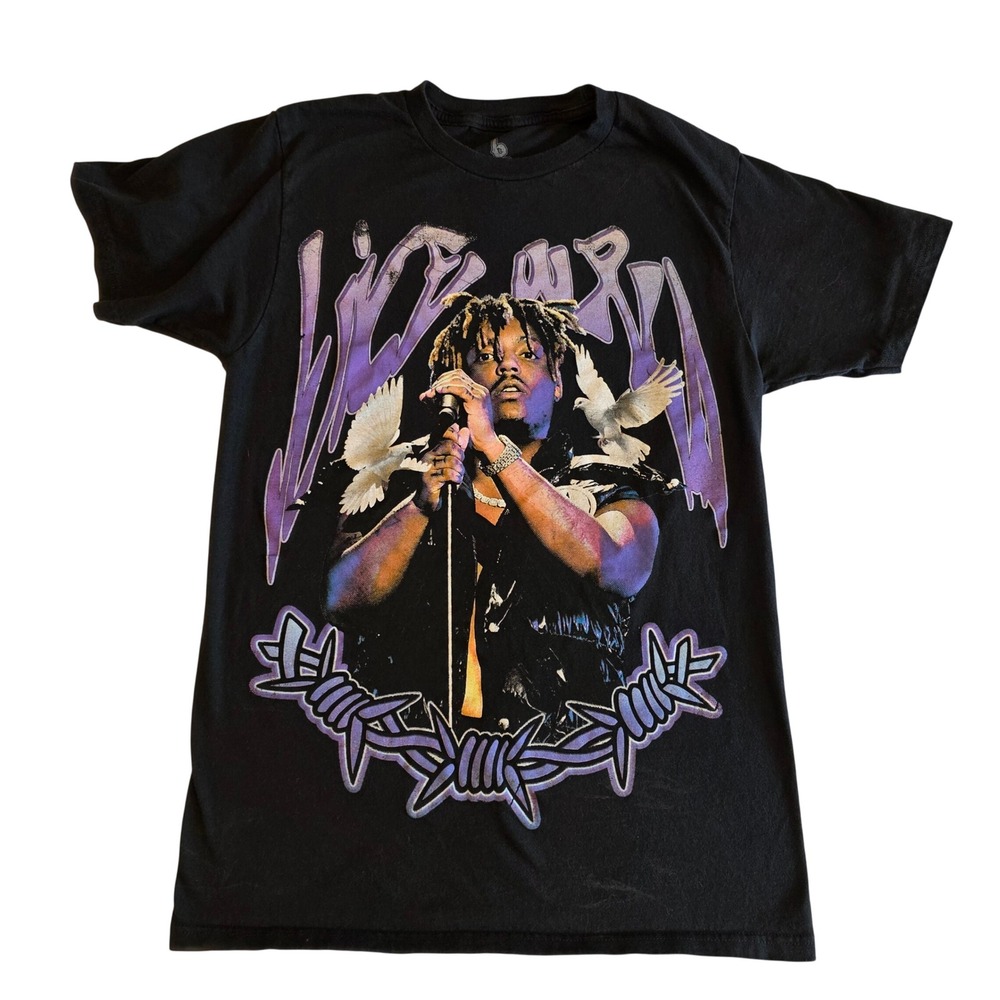 Juice WRLD 999 Club T-Shirt Mens Small Black Doves Barbed Wire Graphic Tee